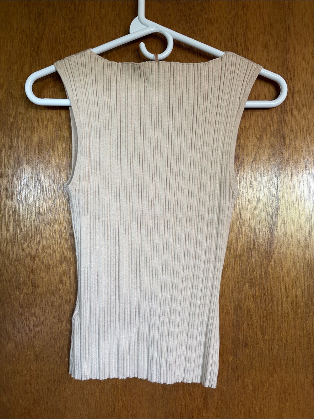 Quince Cream Ribbed Sleeveless Knit Top - Picture 2 of 3
